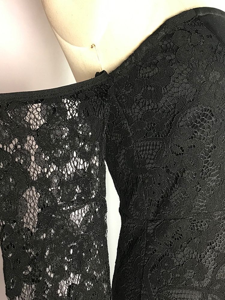 Pitsi Pitkähihainen Lattiaa Hipova Pituus Bodycon Kylmä Olkapää Naisten Mekko