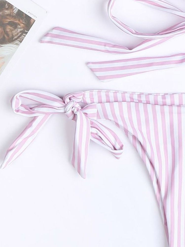 Naisten Ericdres Lace-up Stripe Bowknot Ruffle -uimapuku