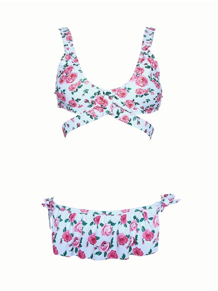 Naisten Kukka Tankini Set Print -uimapuvut