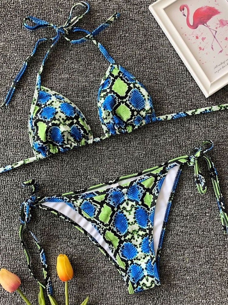 Naisten Painettu Nauhakangas Bikini