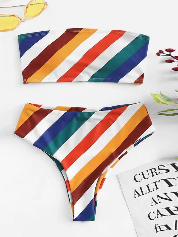 Naisten Seksikkäät Tankini Set Stripe -uimapuvut