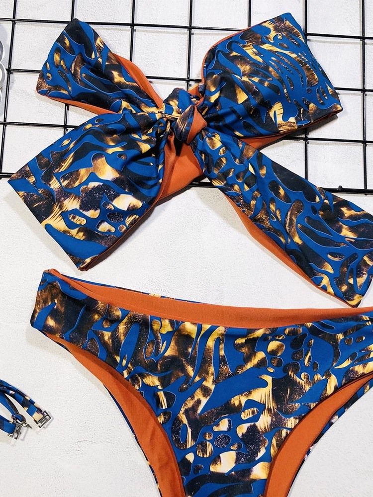 Naisten Väripaletti Tankini Set Print Bowknot Sexy Bikini