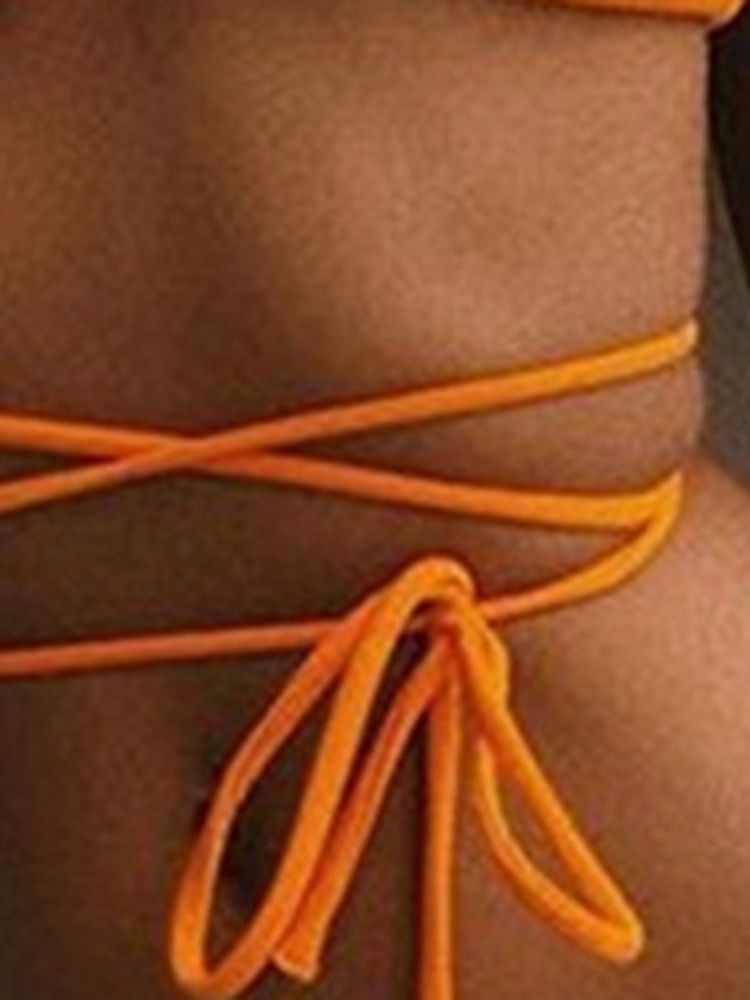 Naisten Yksivärinen Joustava Nauhallinen Seksikäs Bikini