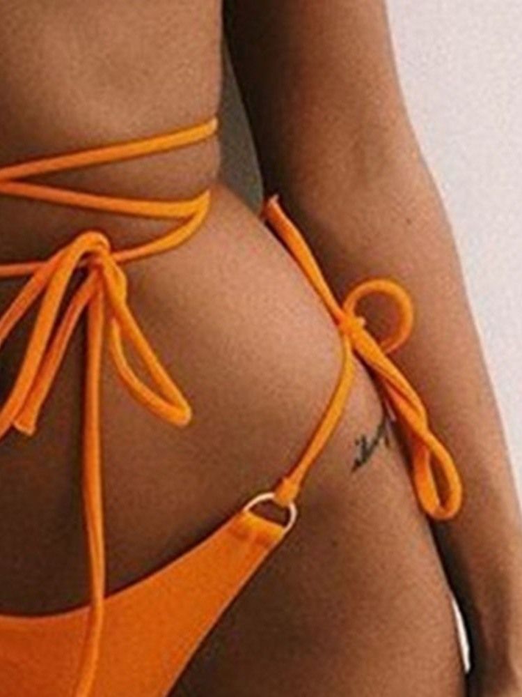 Naisten Yksivärinen Joustava Nauhallinen Seksikäs Bikini