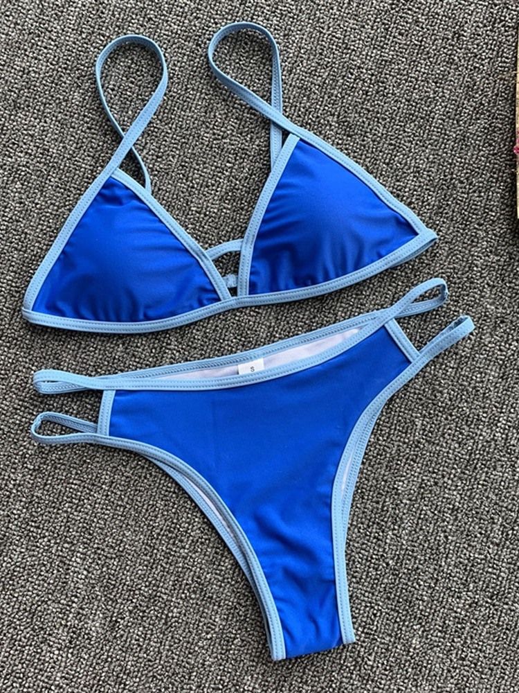 Naisten Yksivärinen Patchwork Hollow Micro Bikini Set