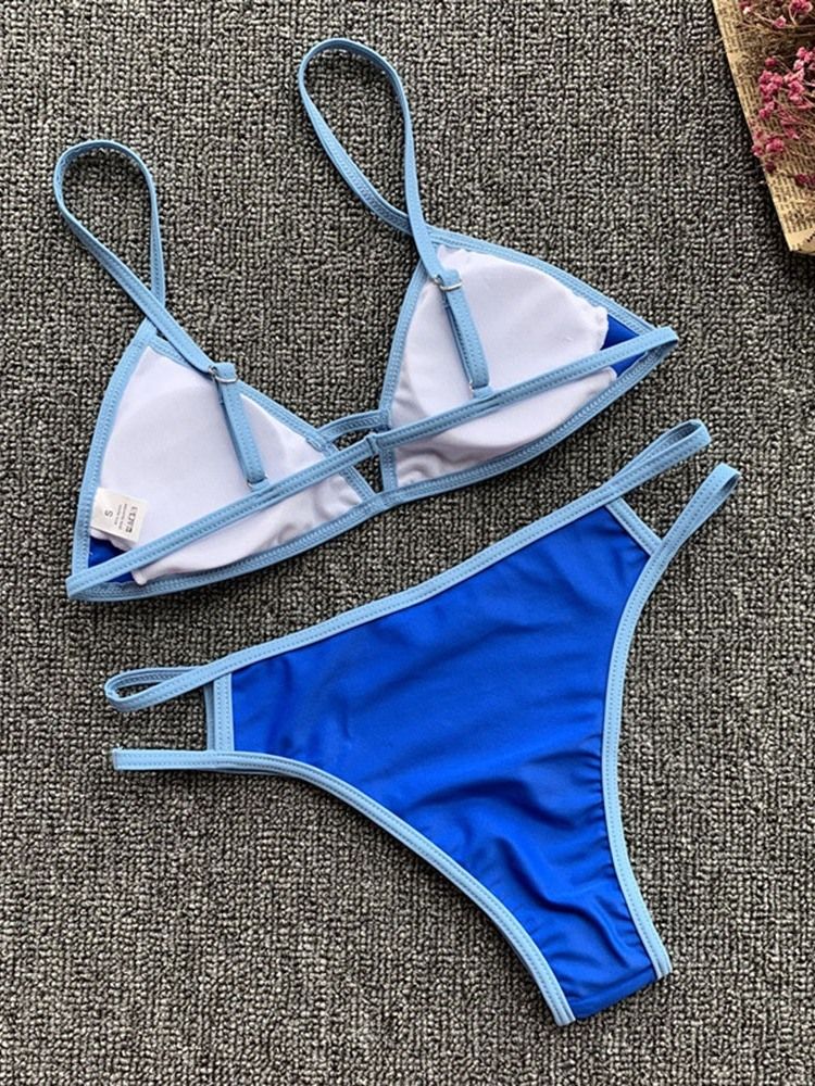 Naisten Yksivärinen Patchwork Hollow Micro Bikini Set