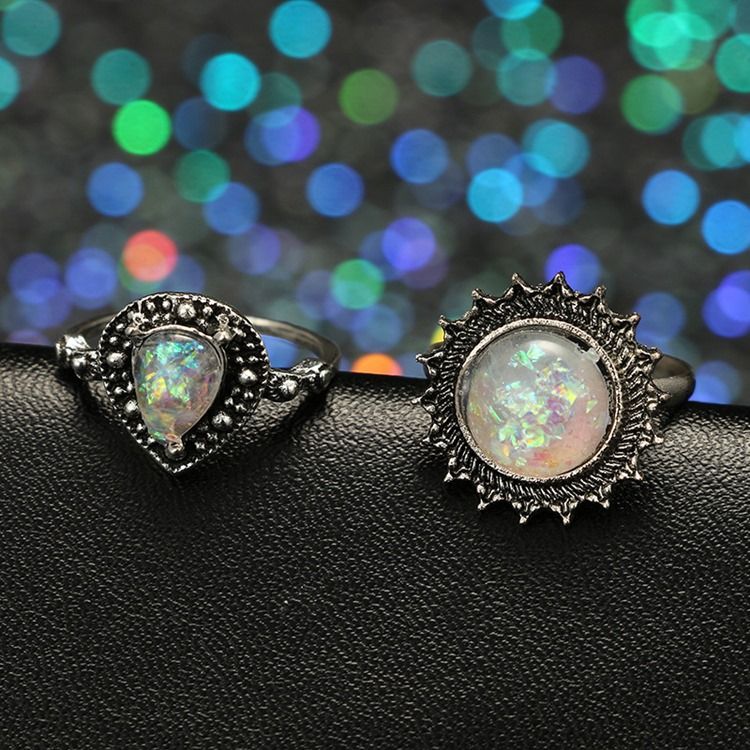 Retro Pyöreä Opal Lady Ring