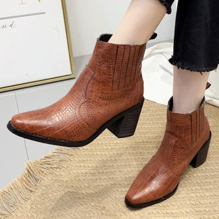 Terävä Varvas Slip-on Chunky Heel Naisten Nilkkurit