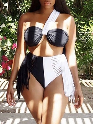 Color Block Western Tankini Set Naisten Uimapuvut