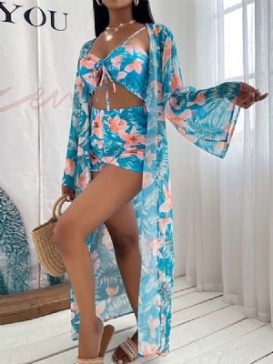 Ethnic Floral Tankini Set Naisten Uimapuvut