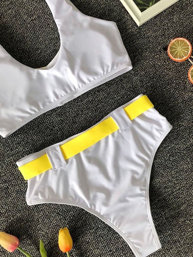 Naisten Tankini Set Hollow Color Block Seksikäs Uimapuku