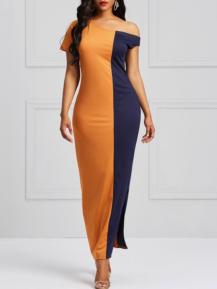 Color Block Bodycon Split Naisten Mekko