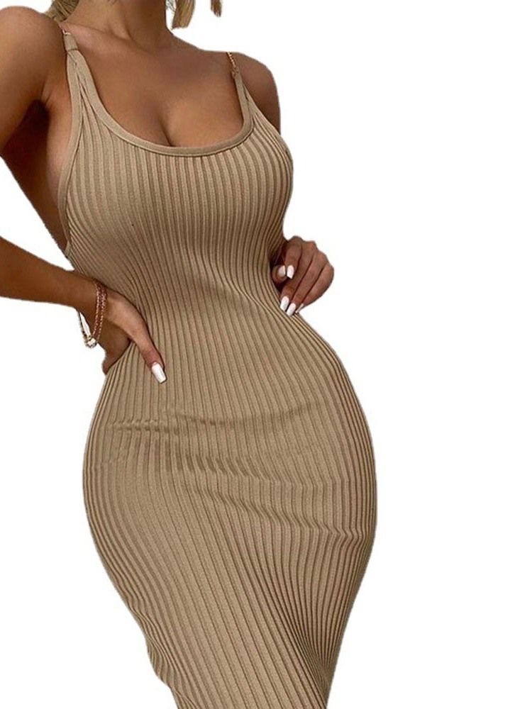 Naisten Keskitasoinen Hihaton Muoti Vyötäröinen Bodycon-mekko