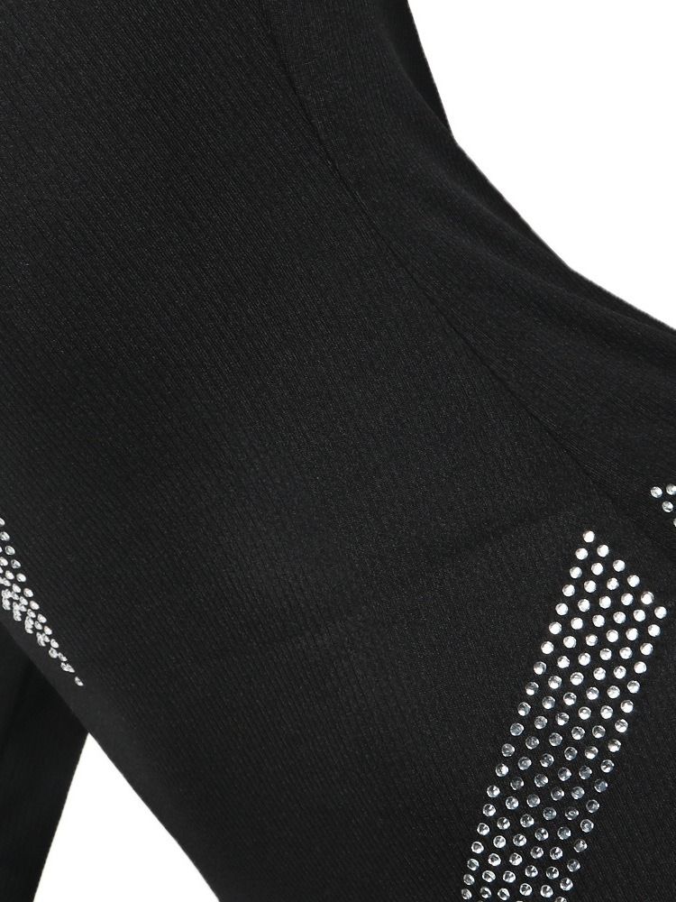 Naisten Pitkähihainen Tekojalokivi Bodycon-mekko