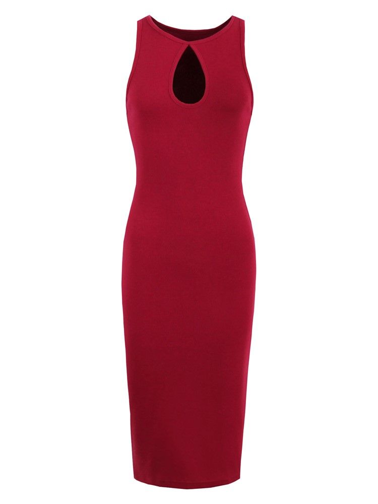 Naisten Pyöreä Kaula-aukko Yksinkertainen Ontto Bodycon-mekko