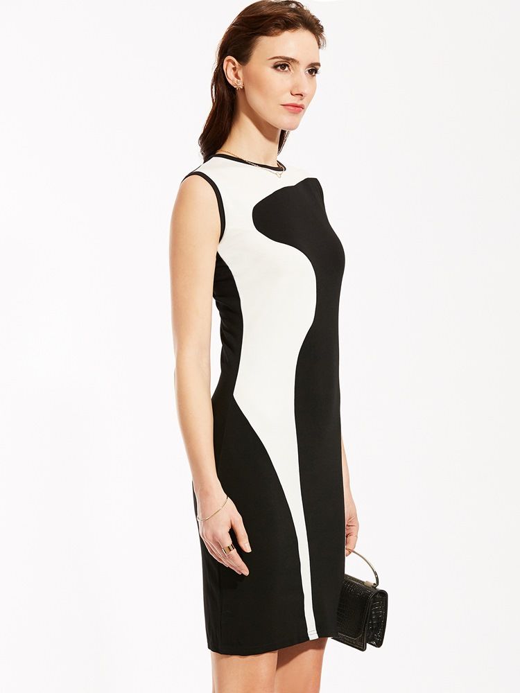 Naisten Pyöreä Kaula-aukkoinen Hihaton Bodycon-mekko