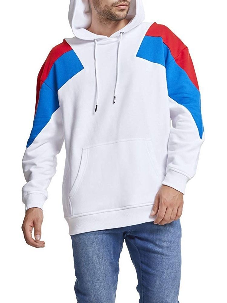 Color Block Fleece Pullover Casual Miesten Hupparit