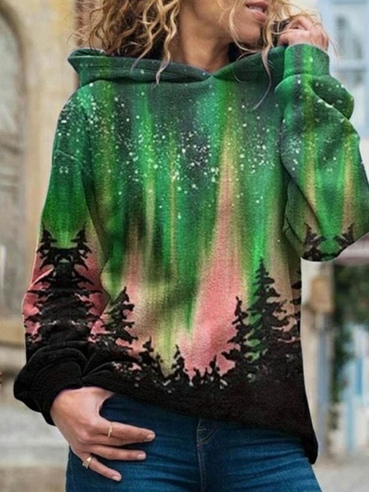 Galaxy Print Regular Fleece Standard Naisten Huppari