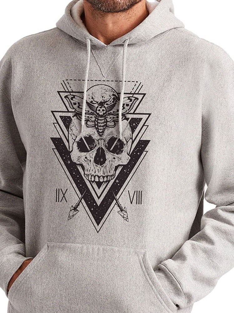 Pocket Pullover Skull Miesten Ohuet Hupparit