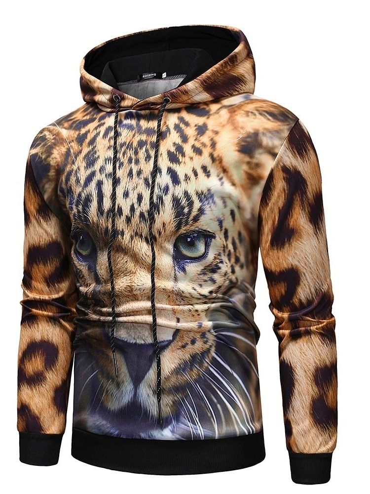 Print Fleece Pullover Miesten Hupparit