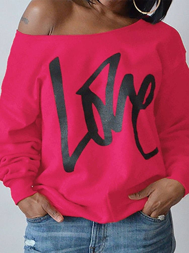 Print Regular Letter Long Sleeve Naisten Huppari