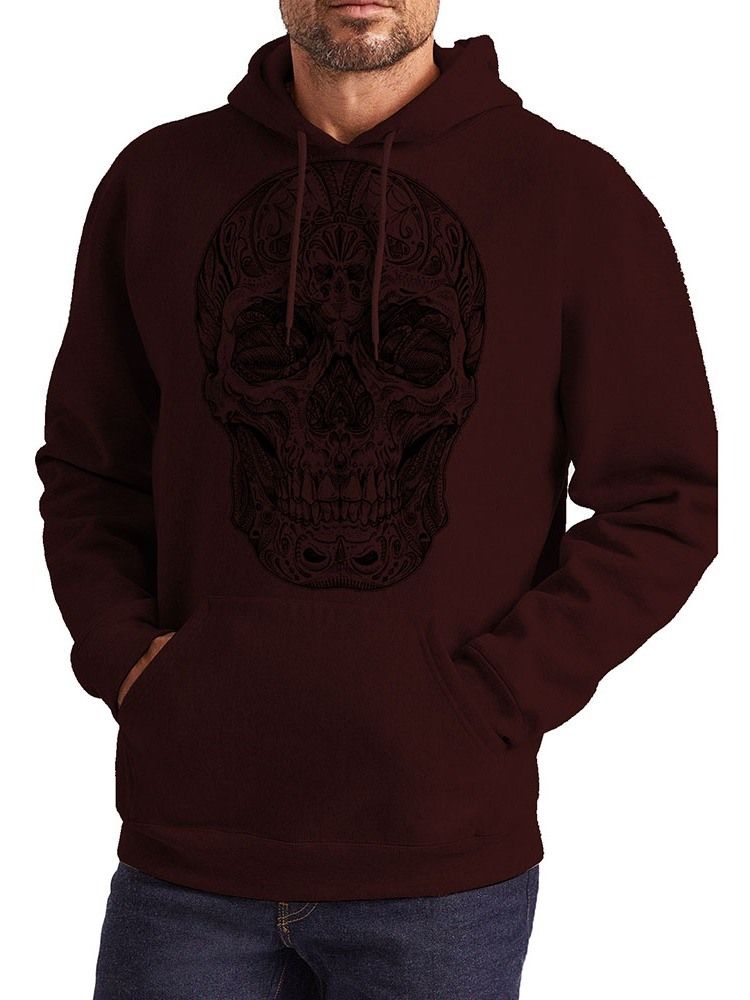 Skull Print Pullover Miesten Hupparit