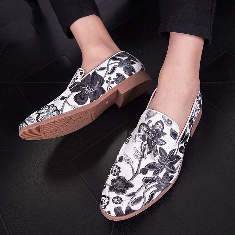 Slip-on Color Block Round Toe Miesten Mekko