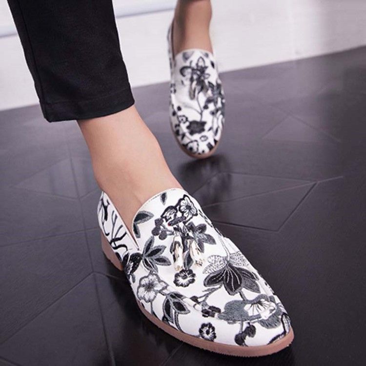 Slip-on Color Block Round Toe Miesten Mekko