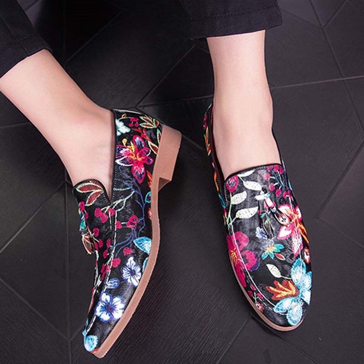 Slip-on Color Block Round Toe Miesten Mekko