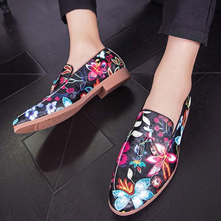 Slip-on Color Block Round Toe Miesten Mekko