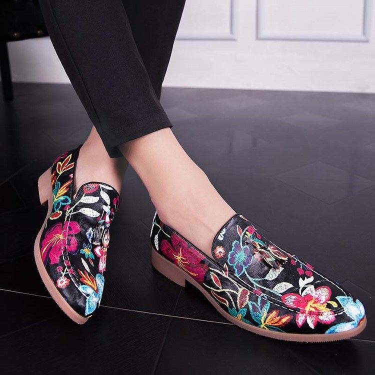 Slip-on Color Block Round Toe Miesten Mekko