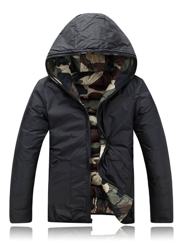 Camouflage Hooded Zipper Style Miesten Untuvatakki