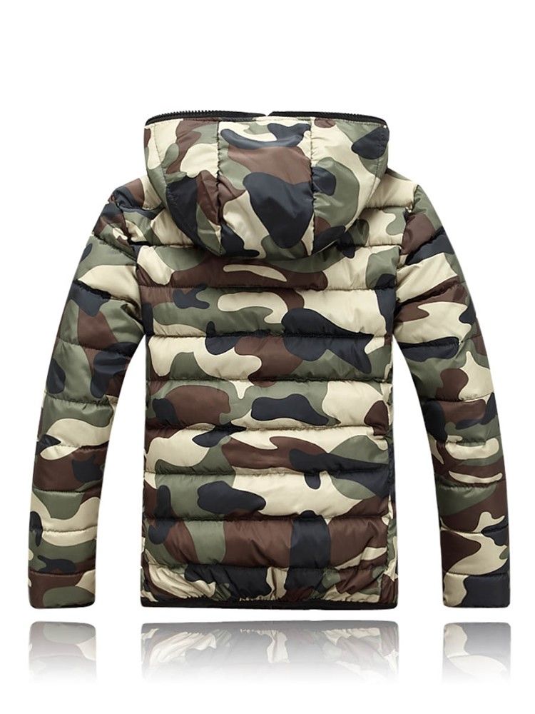 Camouflage Hooded Zipper Style Miesten Untuvatakki