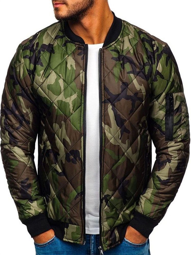 Stand Collar Camouflage Standard Zipper European Miesten Untuvatakki