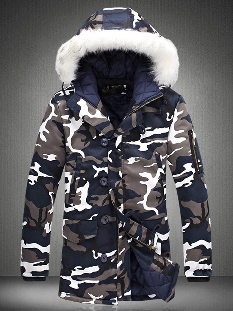 Zip Camouflage Thicken Warm Miesten Talvitakki