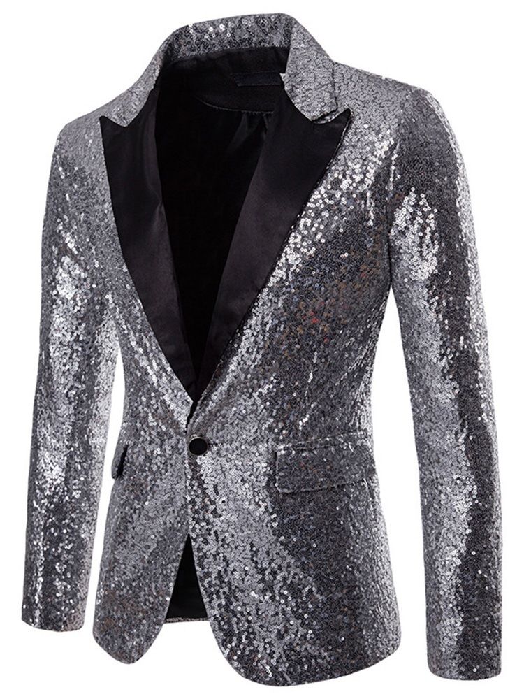 Tavalliset Paljetit Lovitettu Rintaneula Miesten Tuxedo Party Blazer -asu