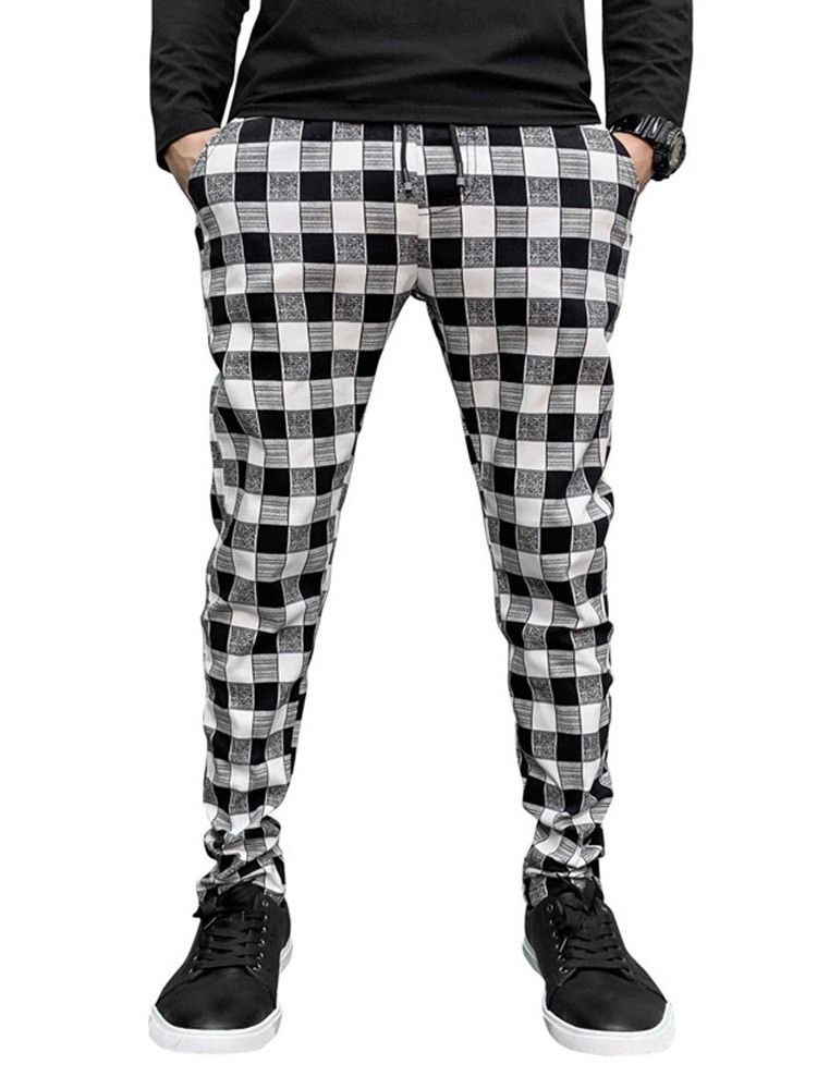 Plaid Print Pencil Pants Casual Casual Miesten Housut