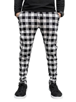 Plaid Print Pencil Pants Casual Casual Miesten Housut