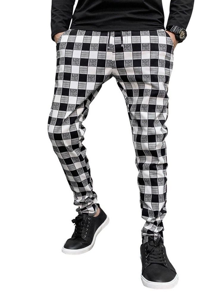 Plaid Print Pencil Pants Casual Casual Miesten Housut