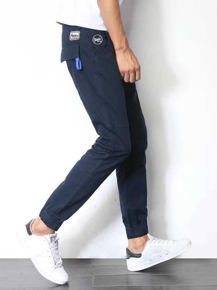 Pocket Pencil Mid Waist Style Japanese Miesten Casual Housut