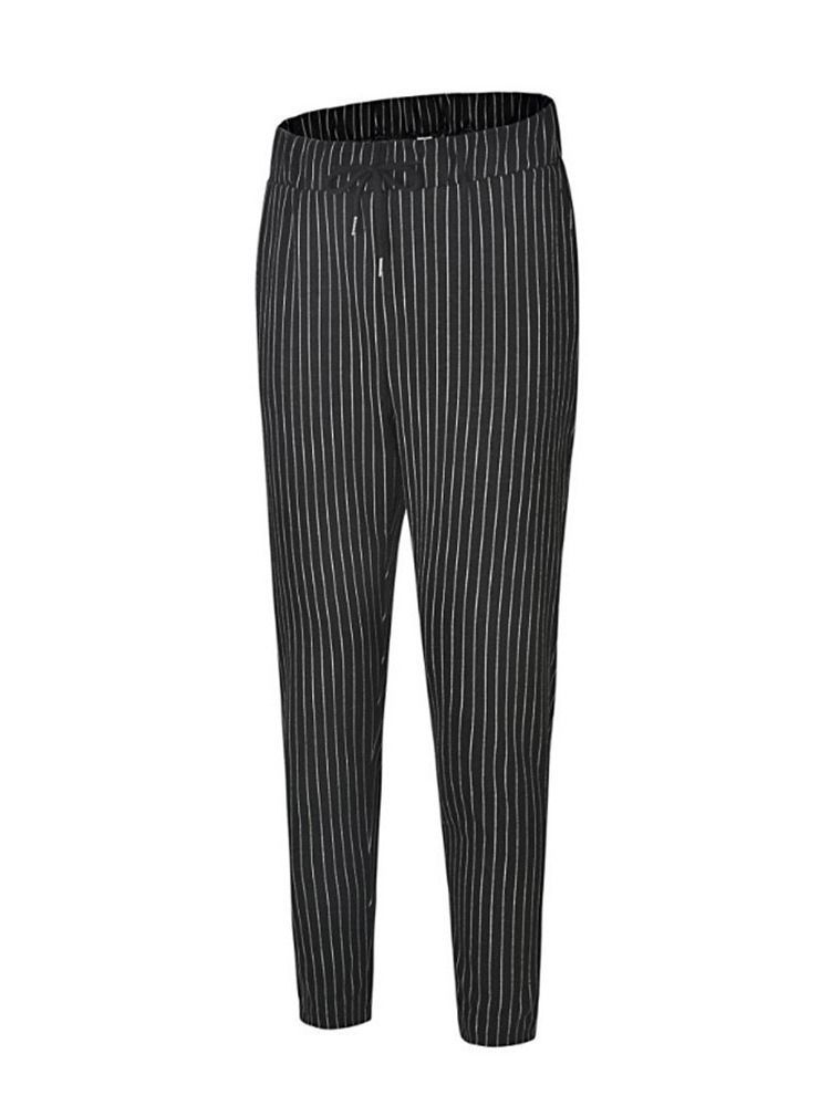 Stripe Pencil Lace-up Miesten Rento Housut