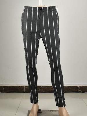 Stripe Pencil Pants Zipper Miesten Rento Housut