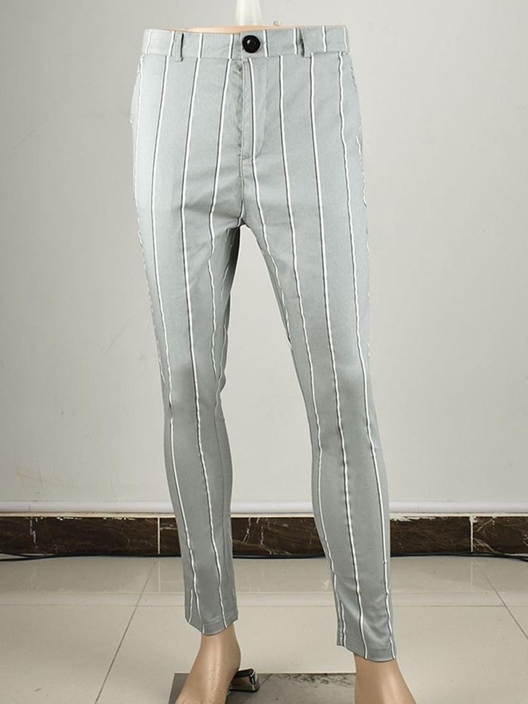 Stripe Pencil Pants Zipper Miesten Rento Housut