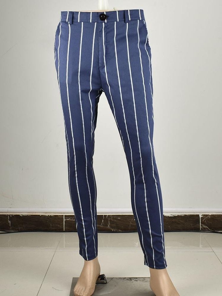 Stripe Pencil Pants Zipper Miesten Rento Housut