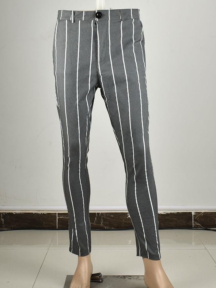 Stripe Pencil Pants Zipper Miesten Rento Housut