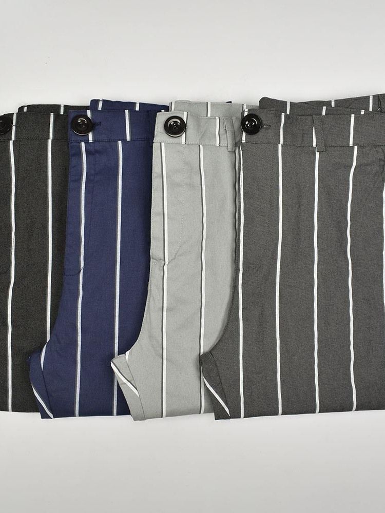 Stripe Pencil Pants Zipper Miesten Rento Housut