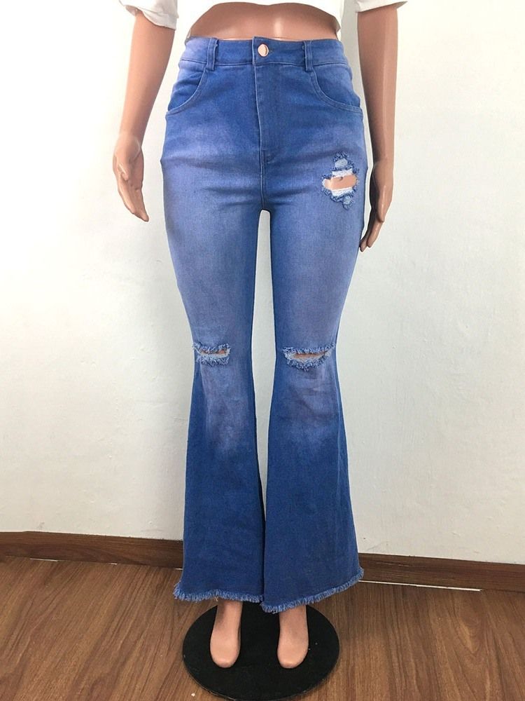 Naisten Muodikkaat Bellbottoms Button -housut