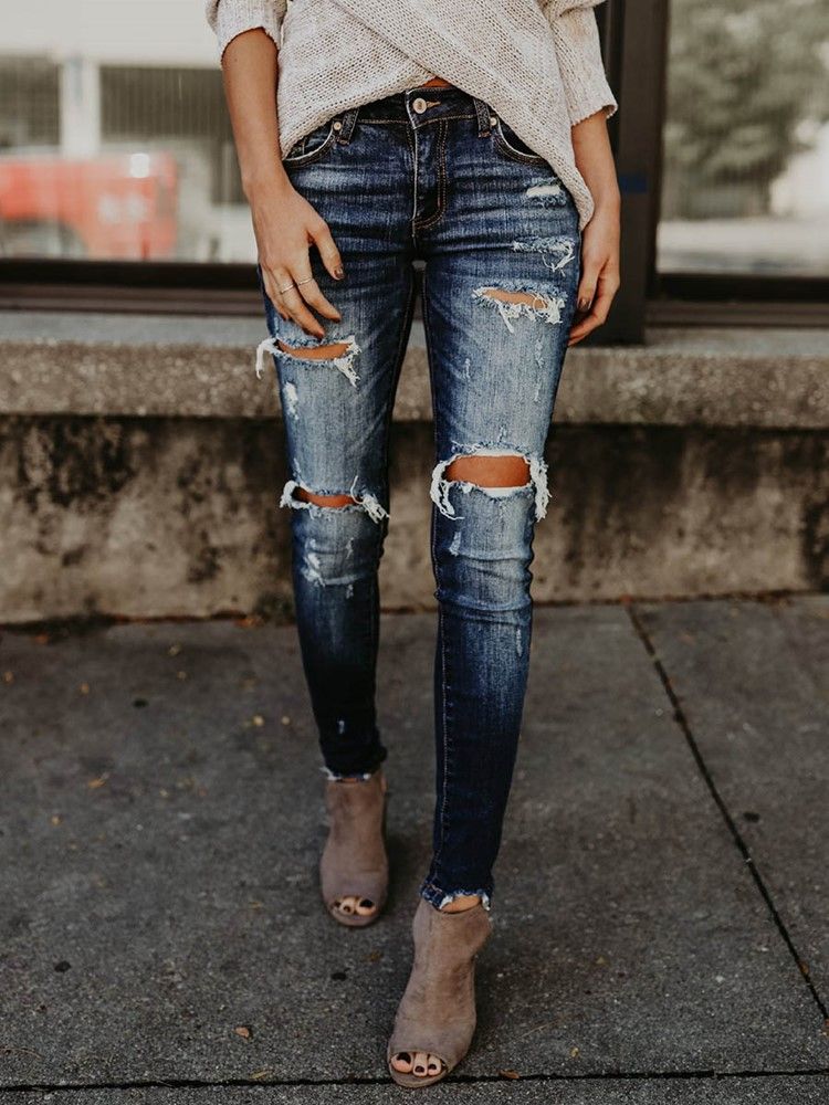 Skinny Denim Ripped Naisten Farkut