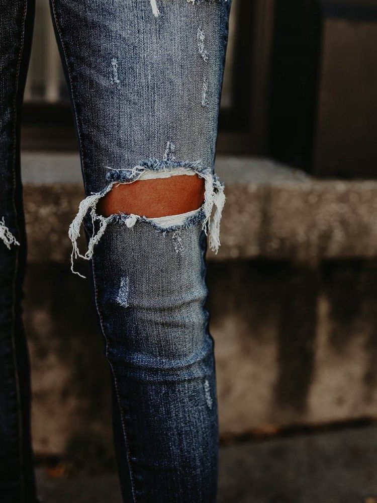 Skinny Denim Ripped Naisten Farkut