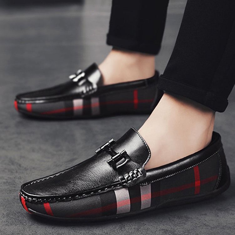 Plaid Slip-on Round Toe Miesten Kengät